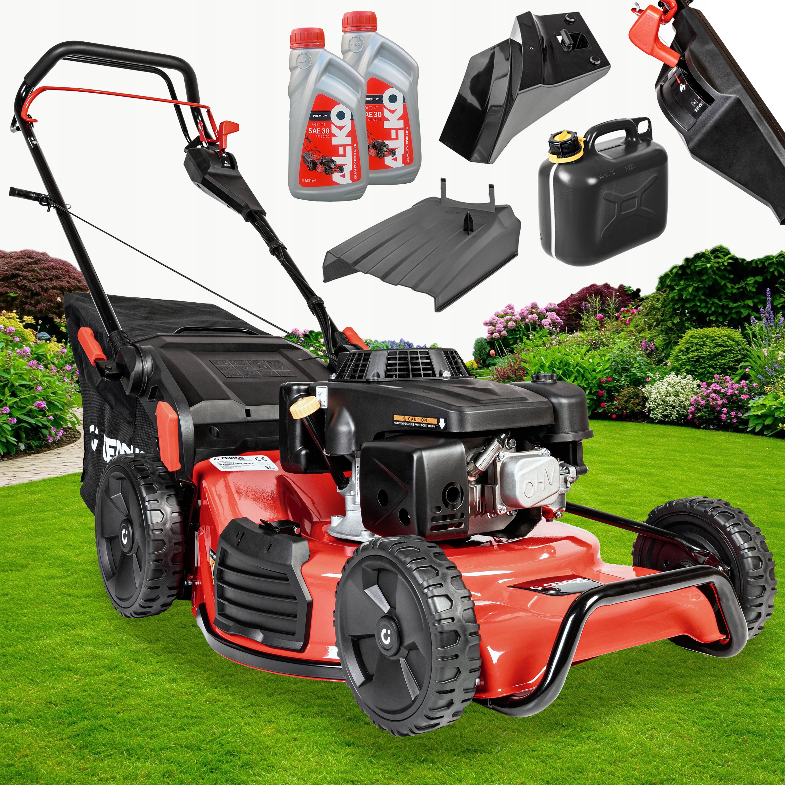 CEDRUS LP53S-L Benzínová kosačka na trávu s výkonom 6,12 HP, variátorom 4 v 1, košom 75 l
